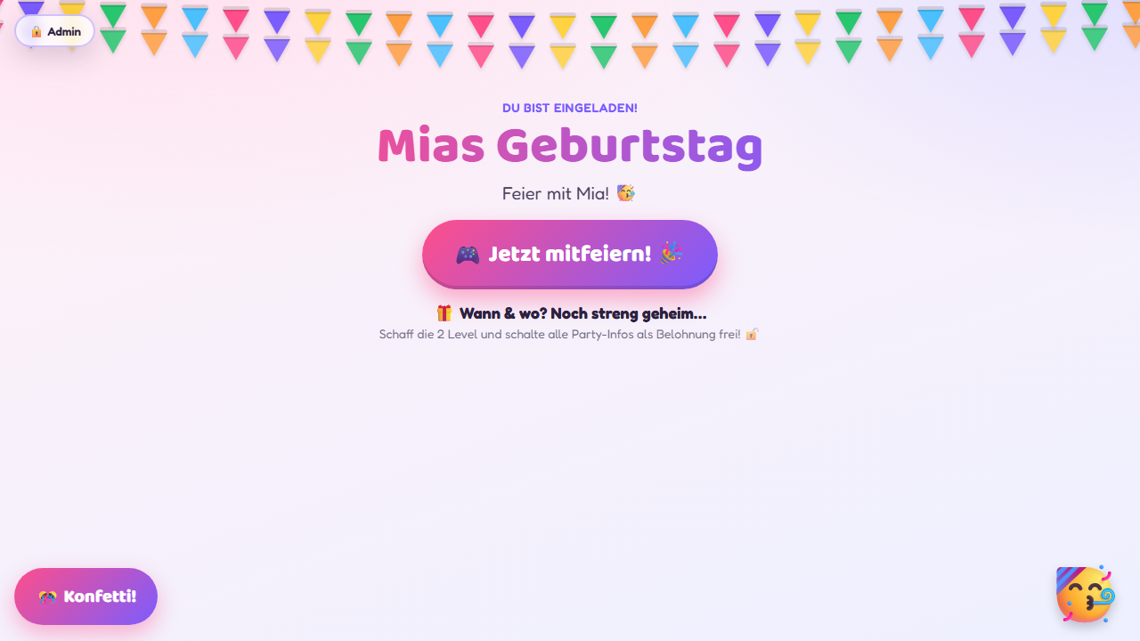 Screenshot einer Beispiel-Geburtstagseinladung